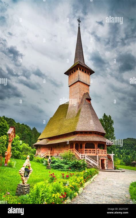 Maramures Romania Wooden Church Of Barsana Monastery Traditional