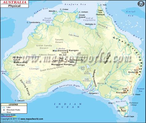 Physical Map of Australia, Australia Physical Map