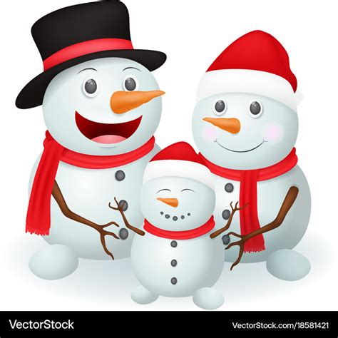 Christmas snowman family Royalty Free Vector Image