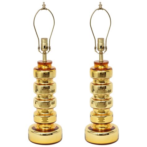 Pair Of Johanfors Gold Glass Lamps For Sale At 1stdibs