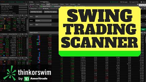 Thinkorswim Scanner Setup For Swing Trading Youtube