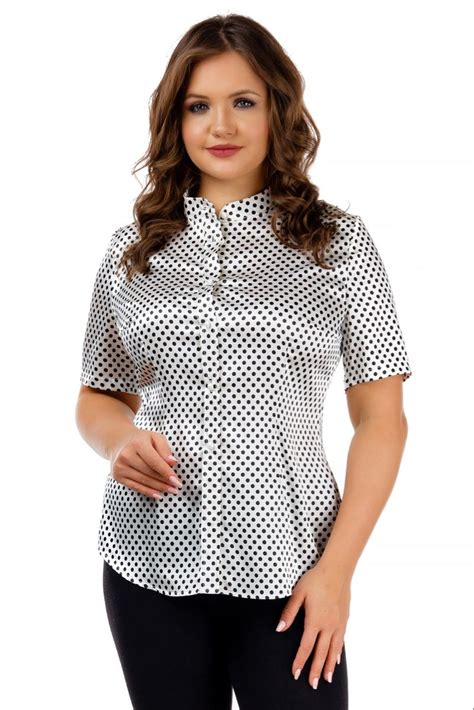 Plus Size Black And White Satin Polka Dot Blouse Polka Dot Blouse