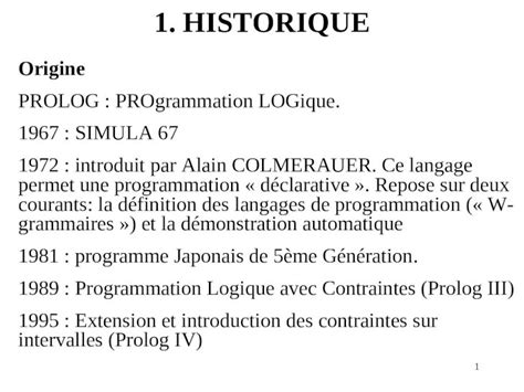 Ppt Historique Origine Prolog Programmation Logique