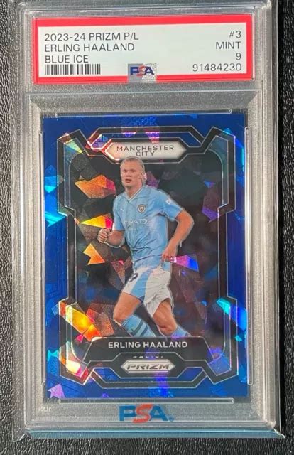 Prizm Premier League 3 2023 24 Erling Haaland Blue Ice Psa 9 Como