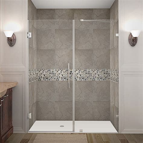 Aston Nautis 5925 6025 W X 72 H Hinged Frameless Shower Door With Clear Glass Wayfair