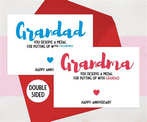 Anniversary Card for Grandparents Funny for Grandma, Grandad, Nanny ...