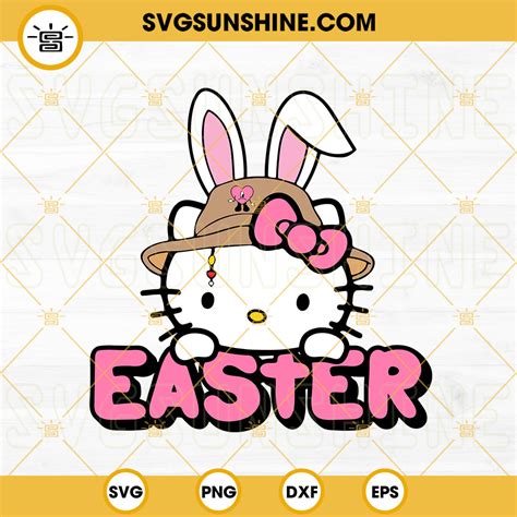 Hello Kitty Bad Bunny Bucket Hat Easter Svg Hello Kitty Bunny Svg Happy Easter Svg Png Dxf Eps