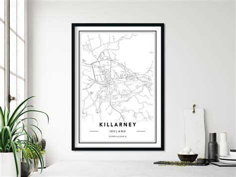 Killarney Ireland Map Print Killarney City Map Killarney | Etsy