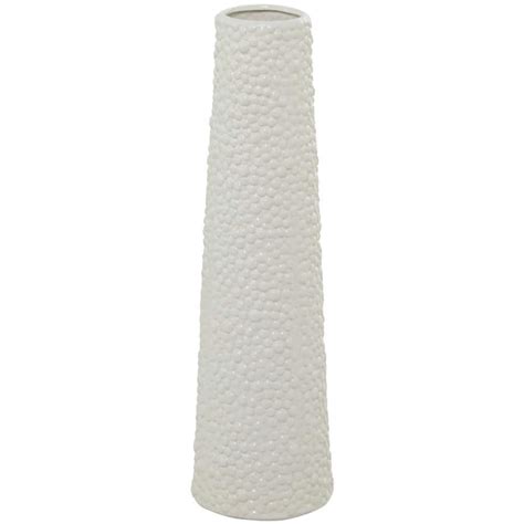 Litton Lane White Ceramic Decorative Vase With Bubble Texture 042797