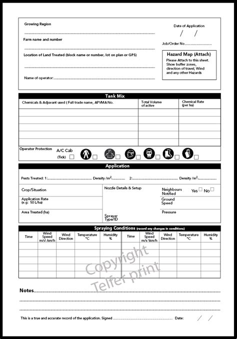 Printable Chemical Spray Record Sheet Template Printable Word Searches