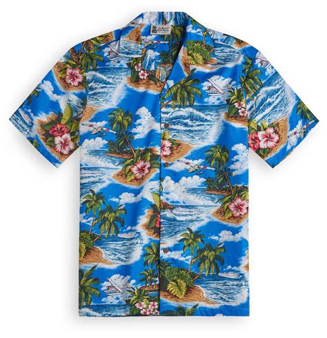 Destination Hawaii Blue Hawaiian Shirt Shop Uk