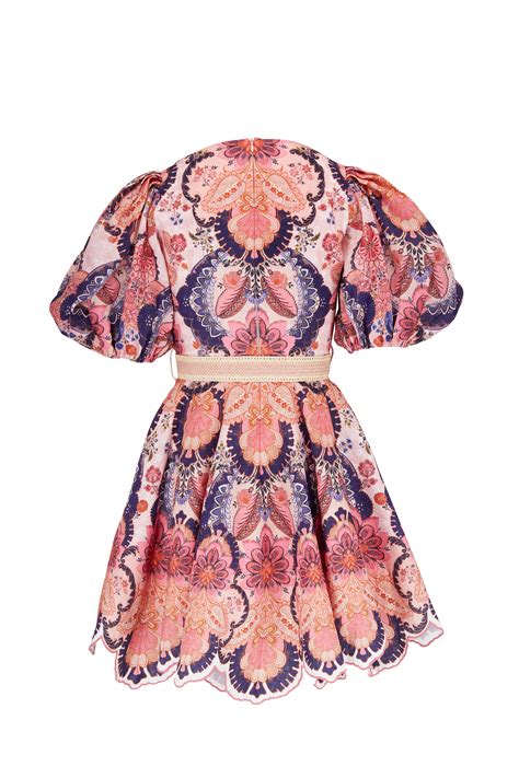 Zimmermann Laurel Navy Baroque Floral Belted Mini Dress