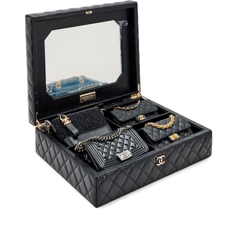 Chanel Success Story Set Of 4 Black Micro Mini Bags With Quilted Trunk