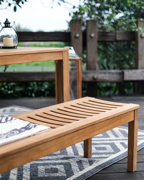 Abbington Teak Wood Outdoor Backless Bench Patio Furniture