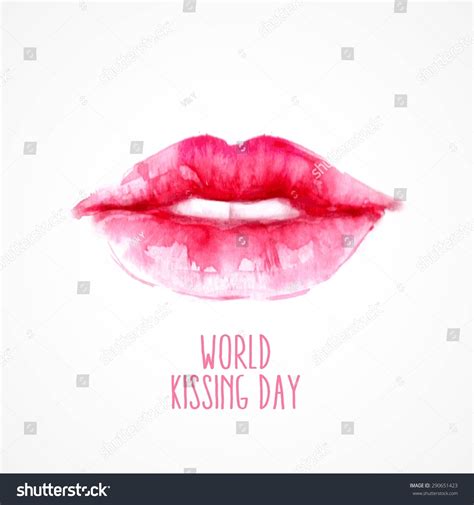 Watercolor Lips World Kissing Day Eps Stock Vector (Royalty Free ...