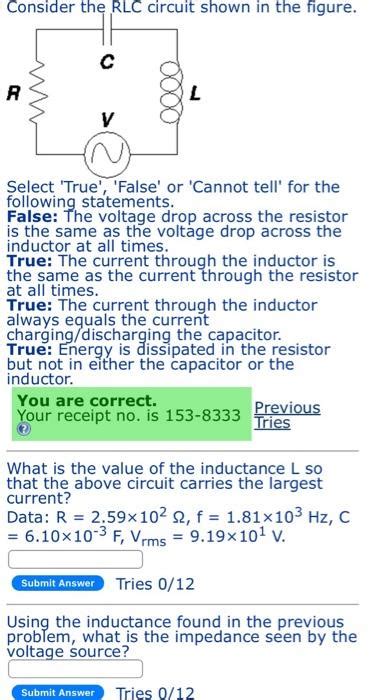 Solved Consider The Rlc Circuit Shown In The Figure Sel