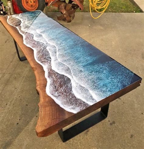 Incredible Resin Tables Made To Look Like Ocean Waves Washing Up On Shore