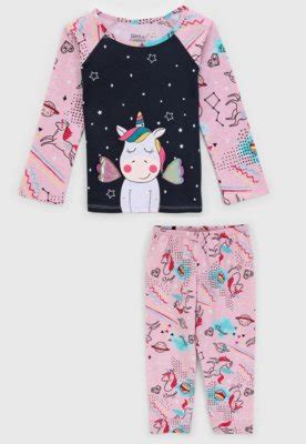 Pijama Elian Longo Infantil Unic Rnio Azul Marinho Rosa Compre Agora