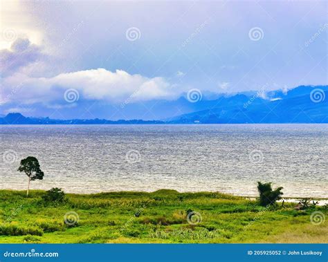 poso lake  tentena stock photo image  mountains