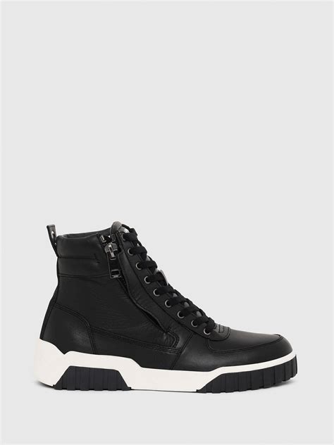 Diesel S Rua Mid High Top Sneakers In Panelled Leather In Black For Men Lyst