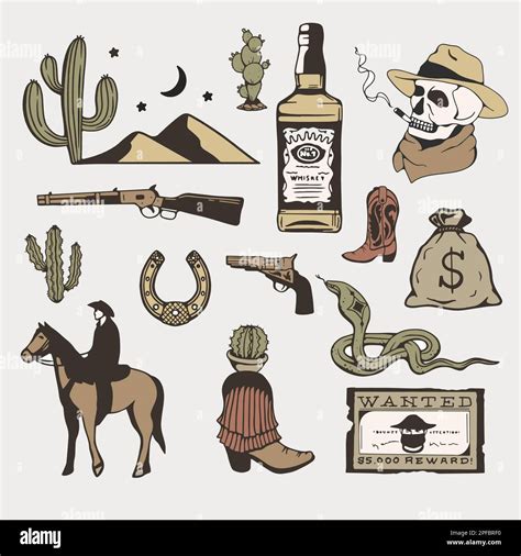 Wild West Collection Of Vector Illustrations Stock Vector Image And Art Alamy