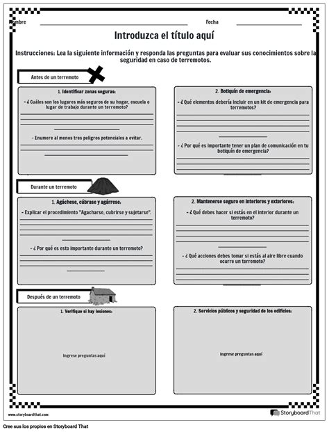 Hojas De Trabajo Gratuitas Sobre Terremotos Plantillas Editables