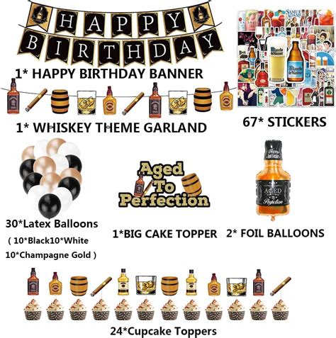 Buy 126pcs Whiskey Birthday Party Decorations，men Birthday Decorations