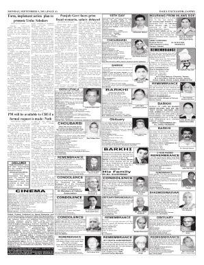 Daily Excelsior Cremation Page Today Newspaper Fill Online Printable