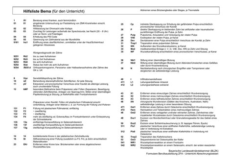 Bema Teil 1 Bayerische Landeszahnärztekammer