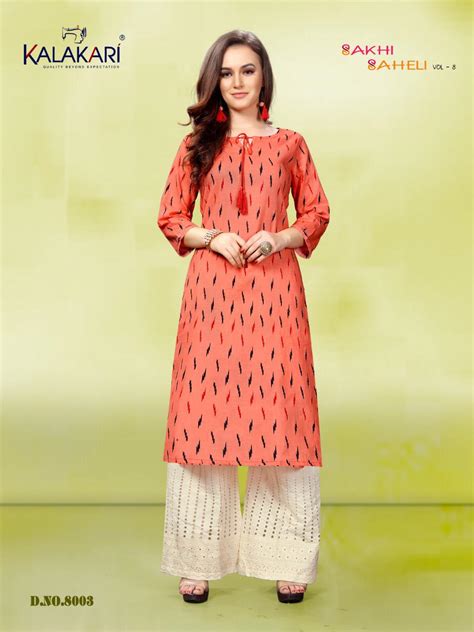 Kalakari Sakhi Saheli Vol 8 Readymade Cotton Kurtis With Palazzo At