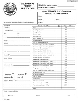 Fillable Online Kcgov Mechanical Permit Application Fax Email Print