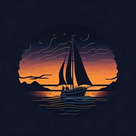 Premium Vector Silhouette Of A Sailboat At Sunset Capturing The