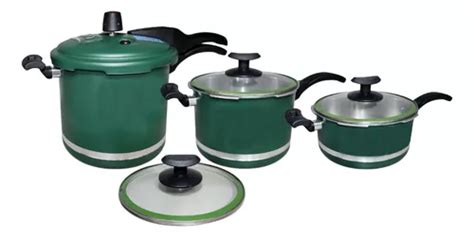 Kit 3 Panela Pressão Qatar 3 0 4 5 5 5 Litros Corbã Cor Verde