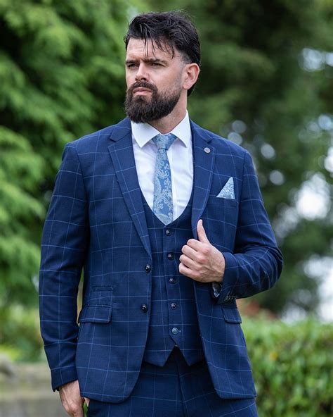 To Hire Marc Darcy Edinson Navy Blue Check Top Mark Suits