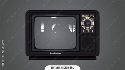 Retro Television Vector illustration in realistic design style. 90s domestic television set or ...