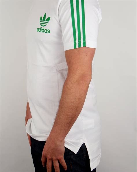 Adidas 3 Stripes T Shirt White Green Tee Trefoil Mens