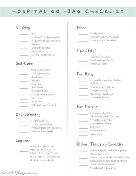 The Ultimate Hospital Go Bag Checklist For Delivery & Postpartum ...