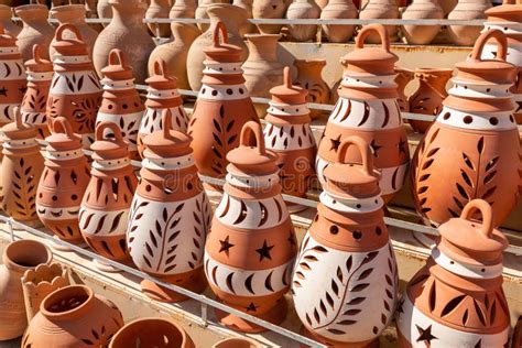 Omani Souvenirs Hand Made Pottery In Nizwa Market Clay Jars At The