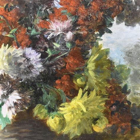 Proantic Tableaux Anciens Nature Morte Dahlias Et Chrysanth Mes A