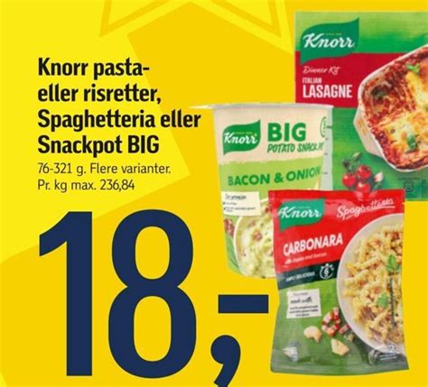 Knorr Pasta Eller Risretter Spaghetteria Eller Snackpot BIG Tilbud Hos