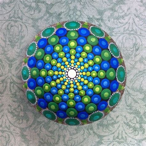 Jewel Drop Mandala Painted Stone Sea Urchin Ocean Etsy In 2023