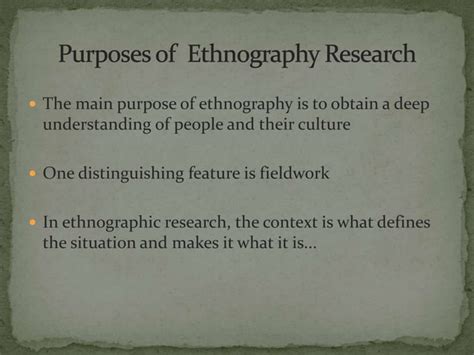 Ethnography Research Ppt