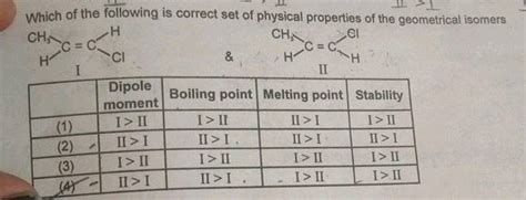 CH C C C1 Which Of The Following Is Correct Of Physical Properties Of