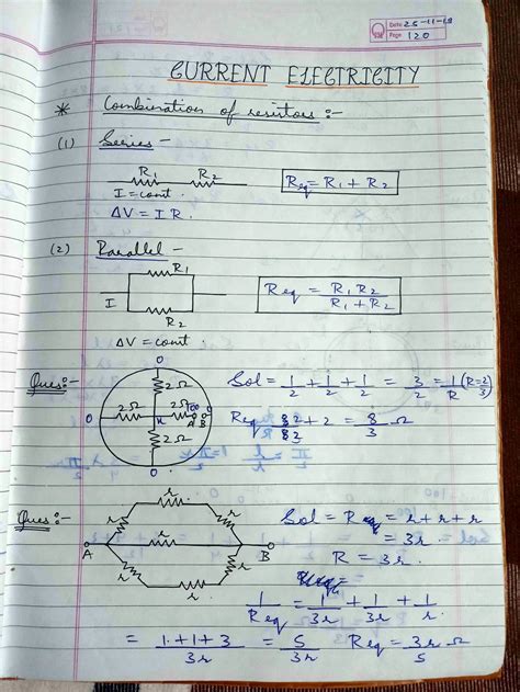 Solution Current Electricity Class 12 In English Topper Hand Written Notes In Physics Wallah