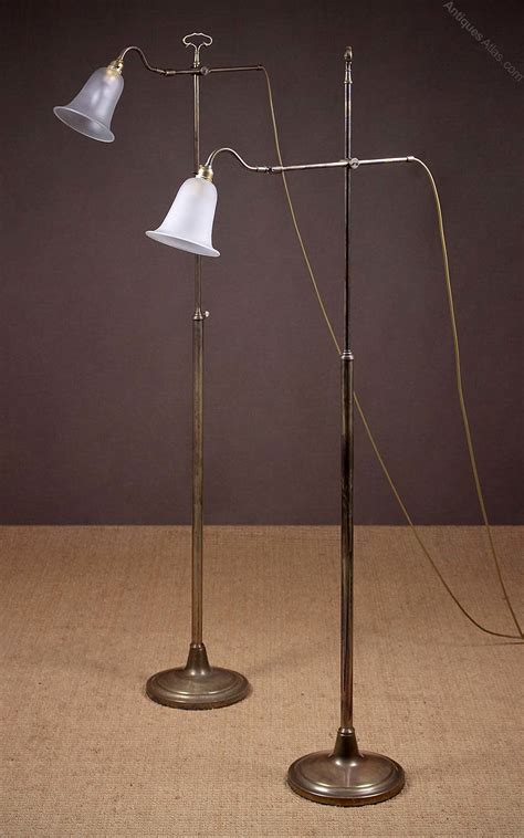 Antiques Atlas Pair Brass Floor Standing Reading Lamps C 1930