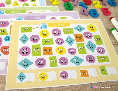 Shapes I Spy Counting Activity 2d Shapes Printable Etsy