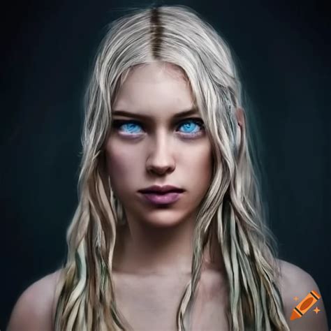 Blonde Hair Blue Eyed Nordic Tribal Woman On Craiyon