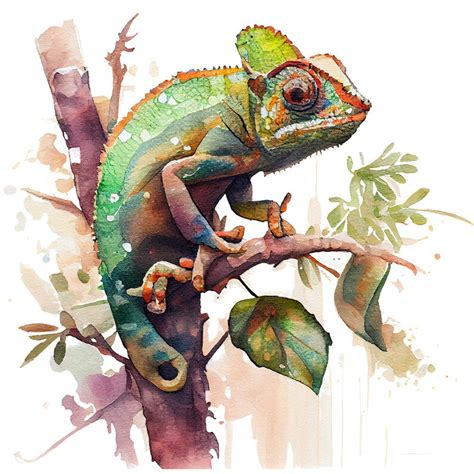 Chameleons Clipart Pngs Watercolor Tropical Reptiles Card Making