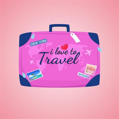 Eu Amo Viajar Ilustra O Vetorial Premium De Mala Vetor Premium