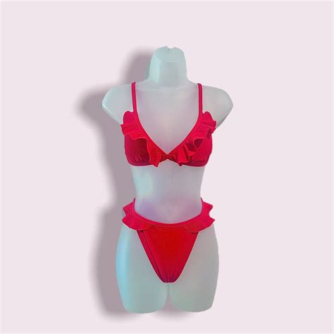 Sexy Bikini Ruffle Bikini Red Ruffle Bikini Etsy Australia